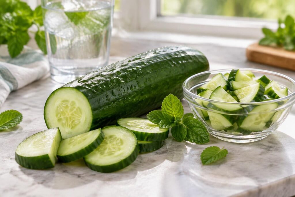 découvrez les calories du concombre pour 100 g, sa valeur énergétique et ses bienfaits santé : hydratant, léger et riche en nutriments.