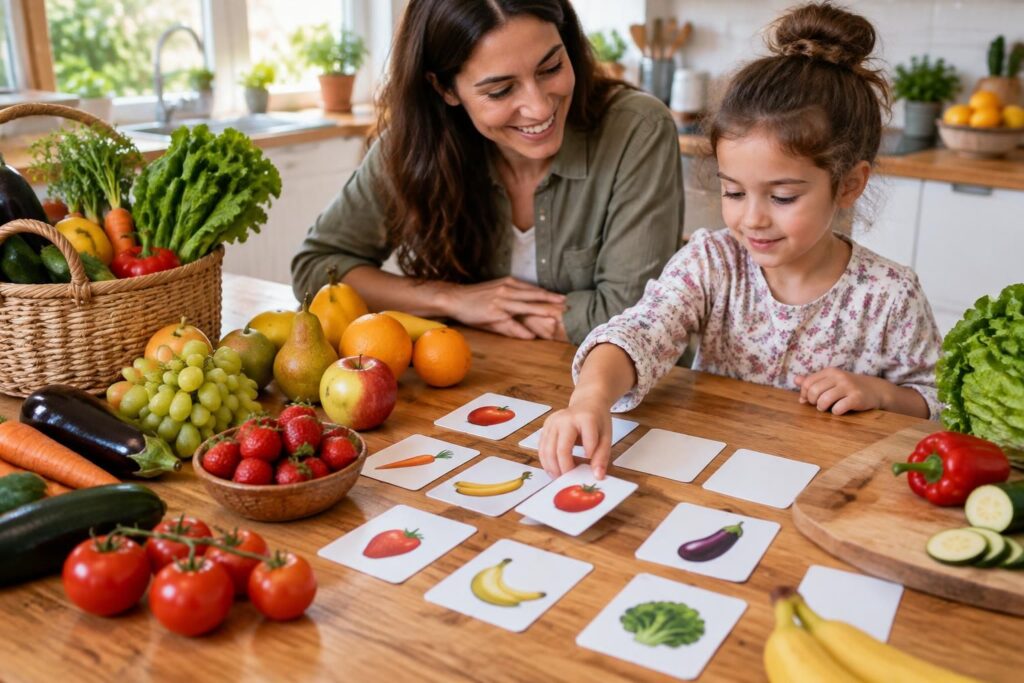 apprenez les fruits et légumes en espagnol grâce à une liste de vocabulaire utile et des exercices pratiques pour mémoriser les mots facilement.