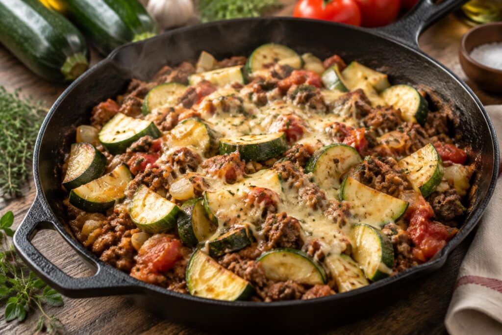 Recettes faciles de courgette et viande hachée au four ou à la poêle